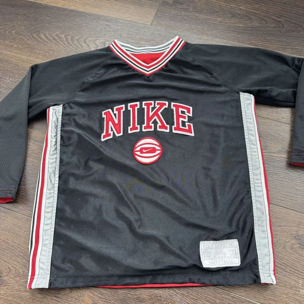 Vtg Nike Jersey Baller Reversible Basketball Court Shirt Red Black; YOUTH Sz L